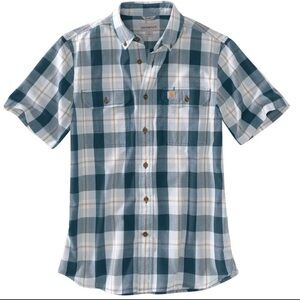 Carhartt Mens XL Relaxed Fit Plaid Button Front Short Sleeve Shirt 100% Cotton